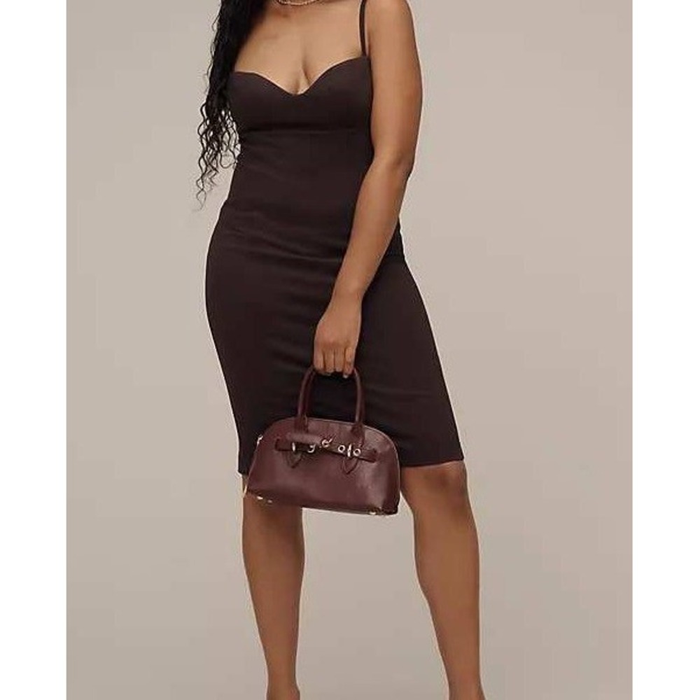 NWT Anthropolgie Maeve Brown Sleeveless Corset Slim Knee-Length Dress Size Med